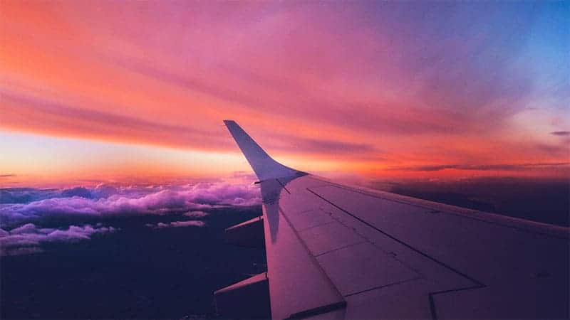 Plane wing and sky