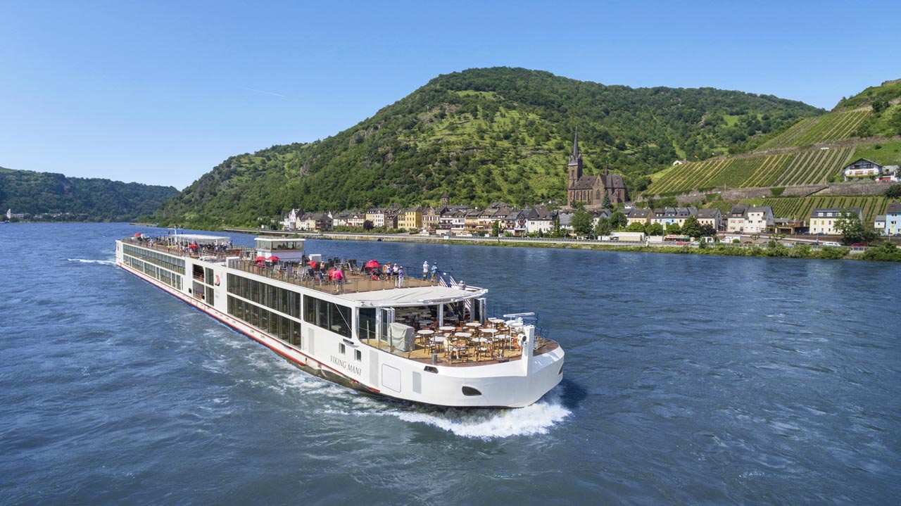 Viking: European River Cruise Holiday Sale Viking Mani river cruise ship on the Rhine River.