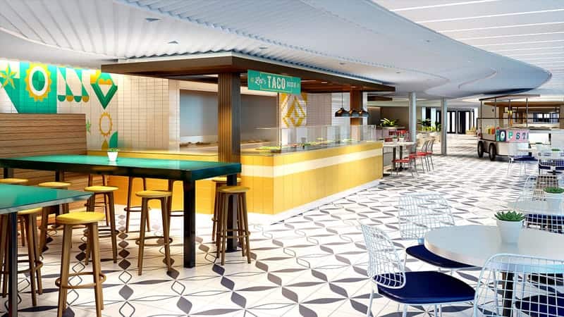 The Galley food market, Dining on Virgin Voyages