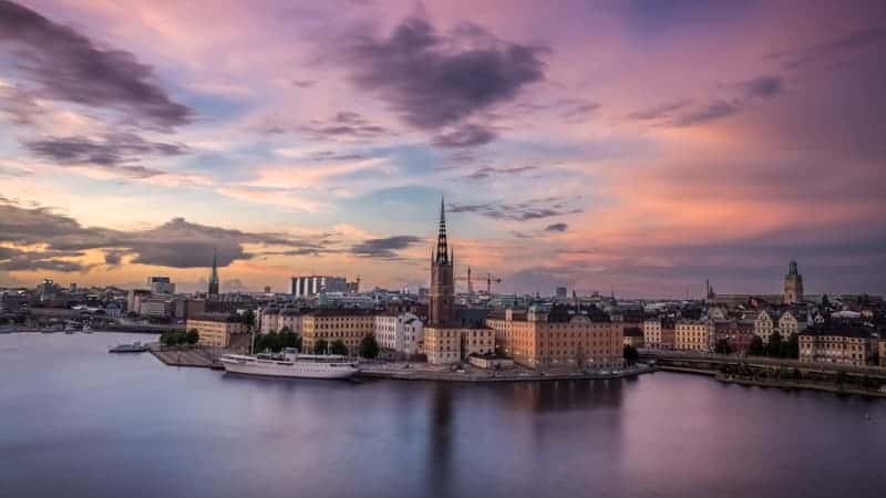 Waterfront sunset in Stockholm, Sweden - Viking Homelands Cruise