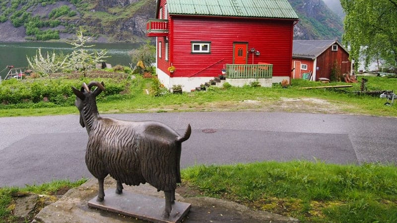 Statue of a goat in Undredal, Norway