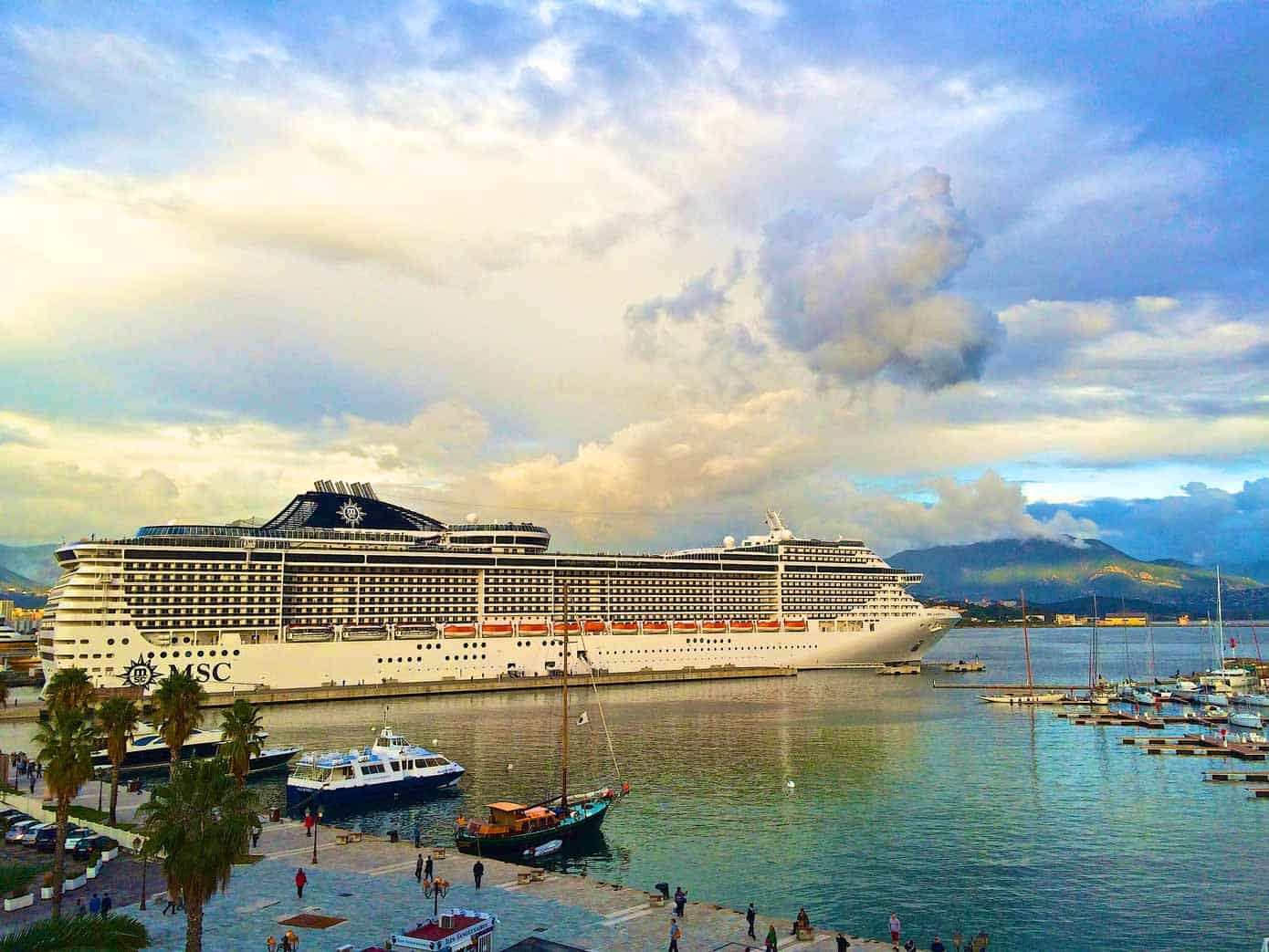 MSC Cruise ship in the ocean.