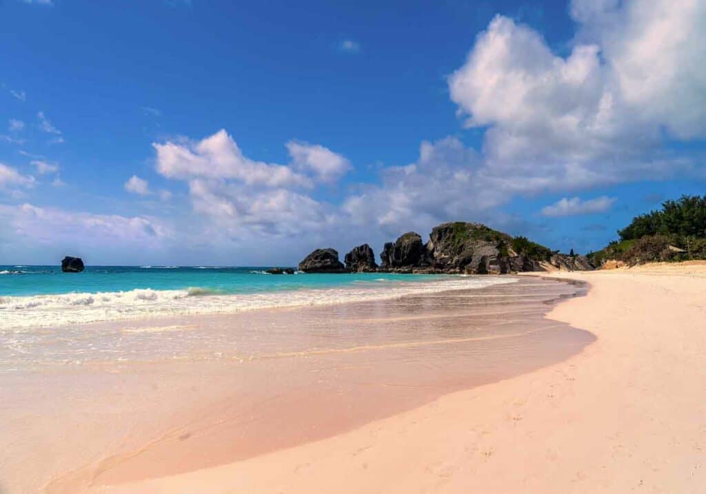 Beach with pink sand in Bermuda.