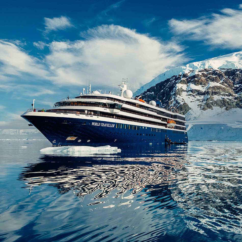 Atlas ocean voyages world traveller in icy waters.