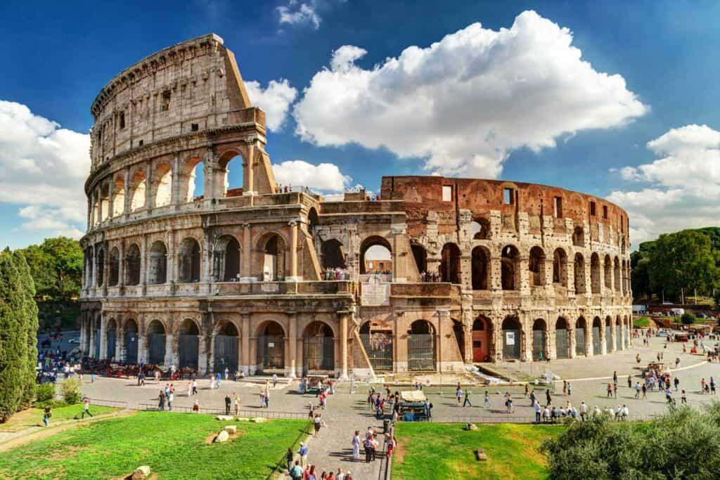 Ancient Roman Colosseum (Coliseum) in Rome, Italy.