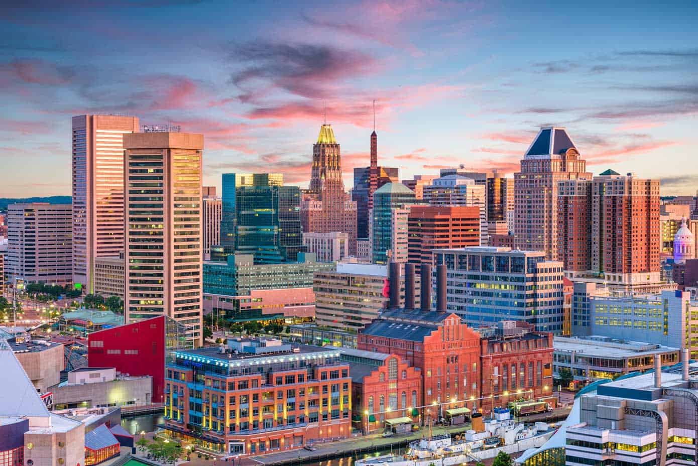 The Baltimore, Maryland city skyline.