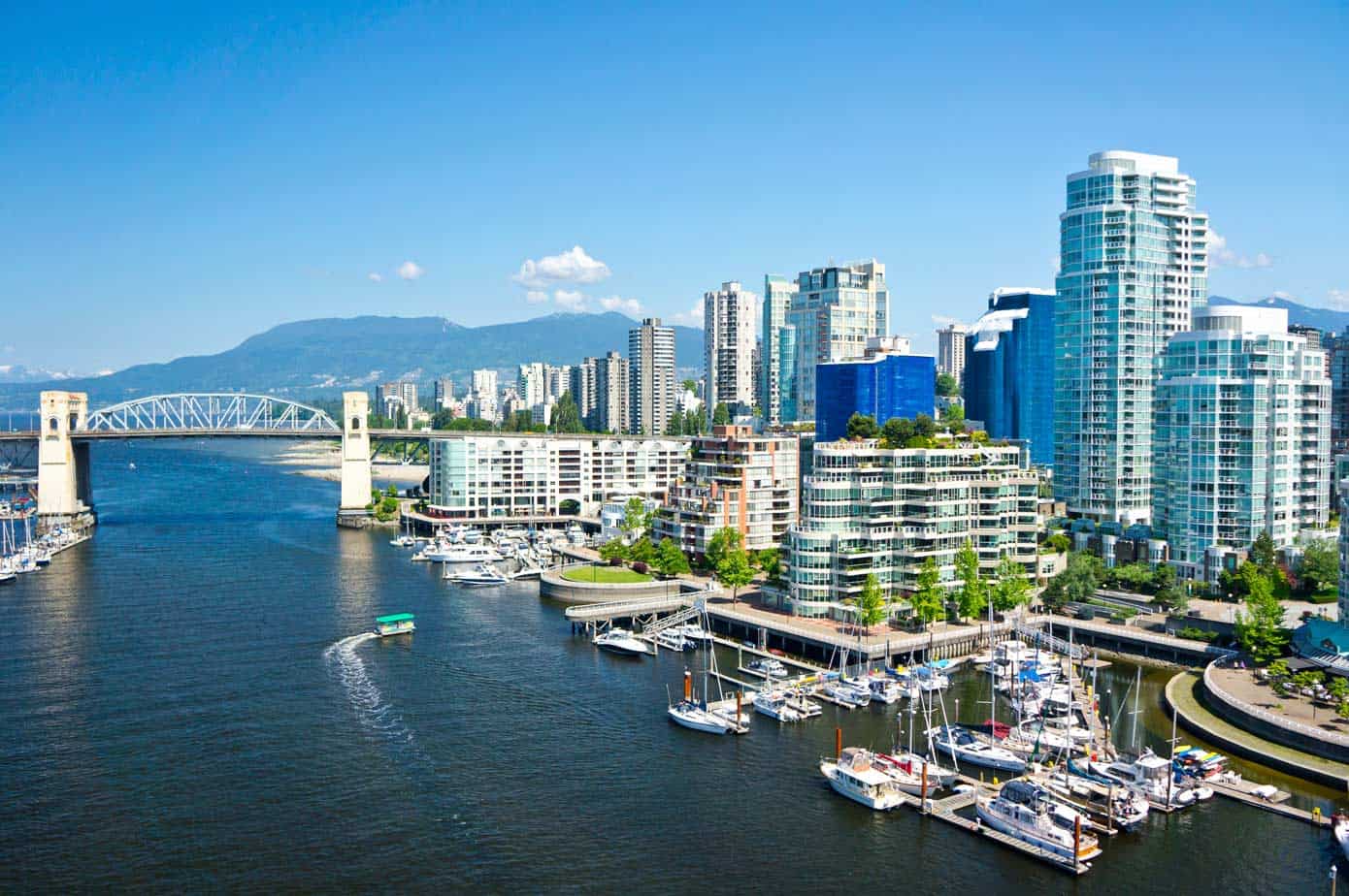 Beautiful view of the Vancouver skyline in British Columbia, Canada.