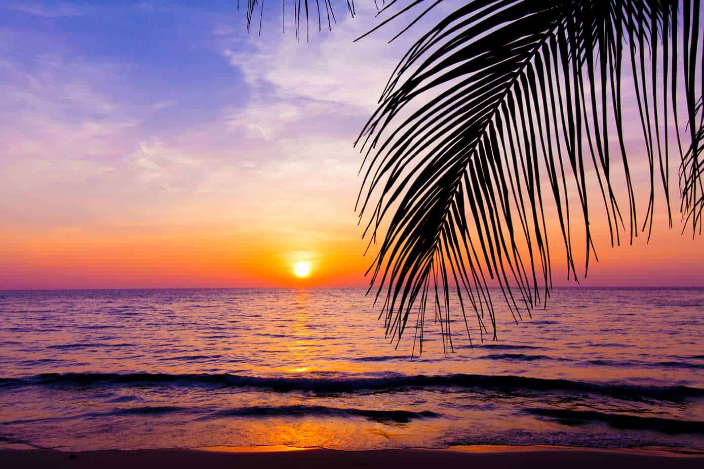 Beautiful colorful sunset over the ocean in Hawaii.