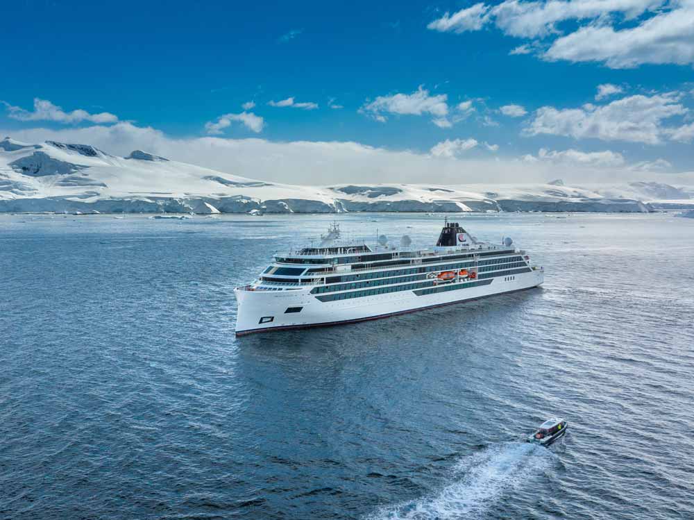 Viking Expeditions: 25th Anniversary Sale – Limited-time $25 Deposit, Up to $1,000 Shipboard Credit, Up to FREE Airfare & Special Fares Viking expedition ship in Antarctica.
