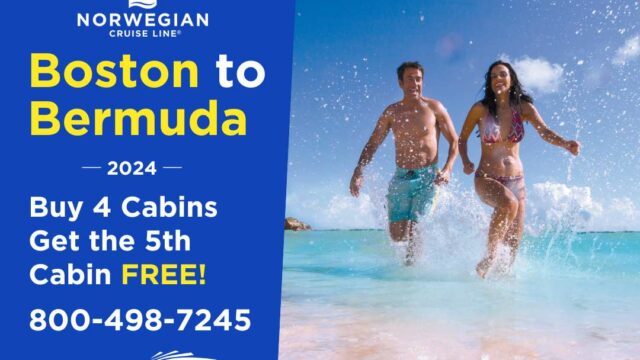 Norwegian: Buy 4 Cabins On a 2024 Boston to Bermuda Cruise and Get One FREE!