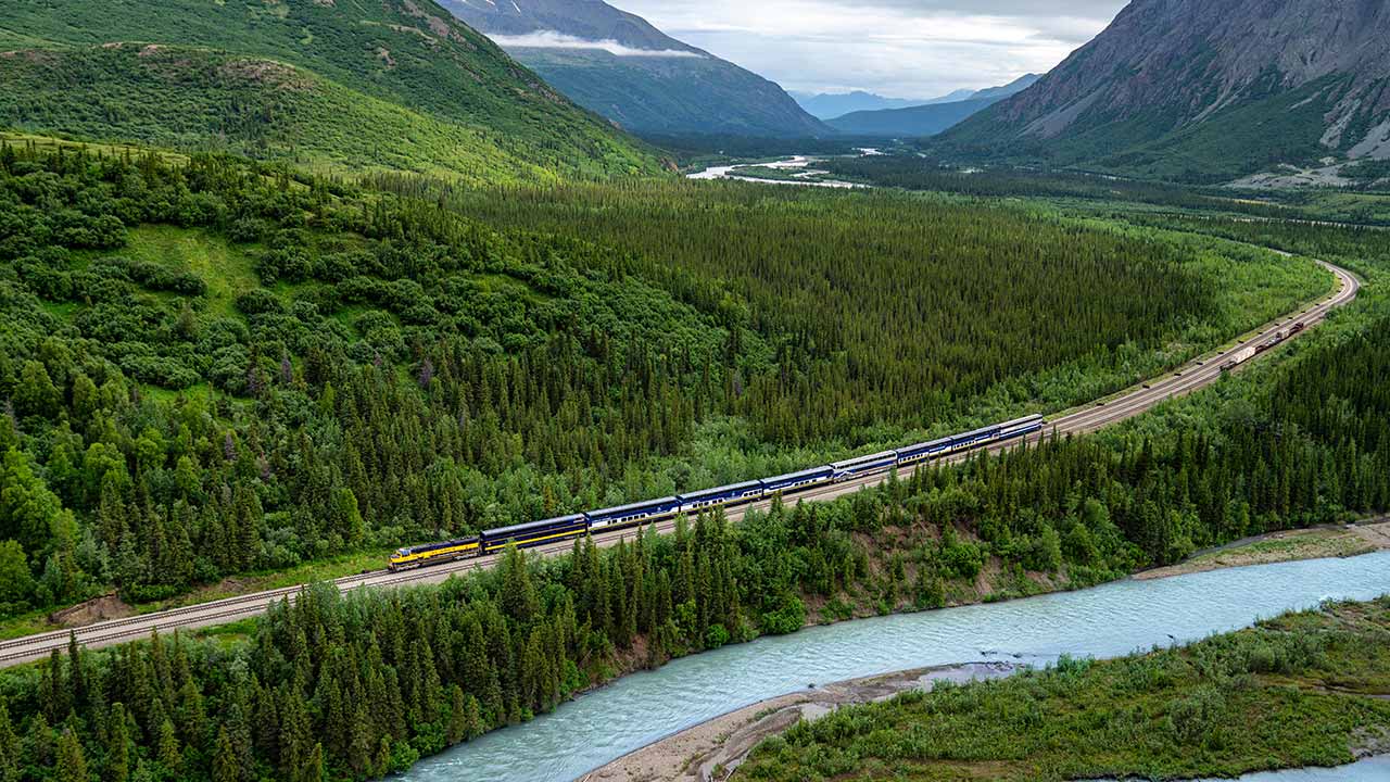 Alaska rail line on a Princess Alaska cruise tour.