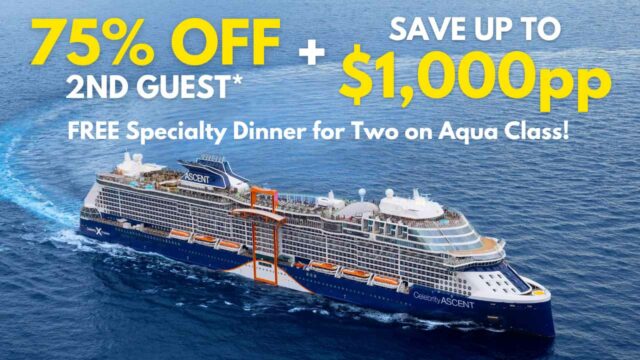 Celebrity: 75% Off Second Guest + Save Up to $1,000pp