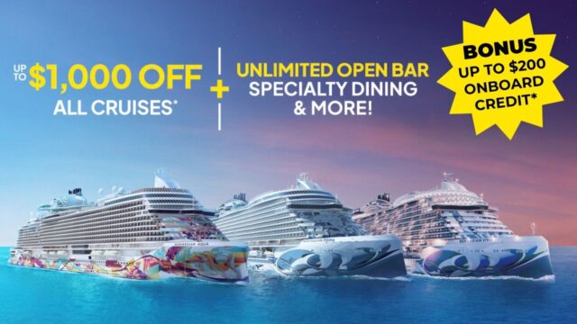 Norwegian Cruise Line Up to $1,000 Off All Cruises